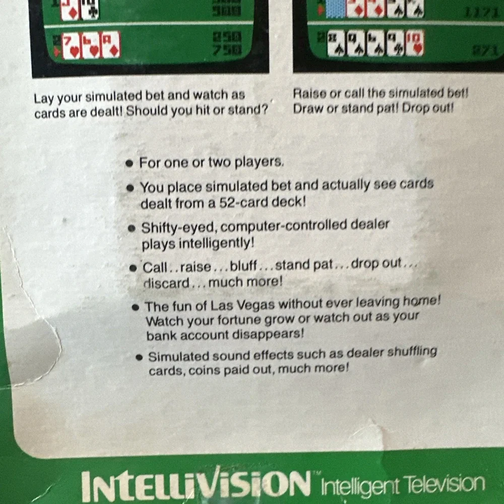 Las Vegas Poker & Blackjack Intellivision 1979 Complete Mattel Electronics CIB